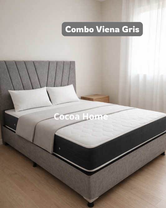 COMBO DE ALCOBA (ESPALDAR DE LUJO, BASECAMA Y COLCHON SEMI ORTOPÉDICO)